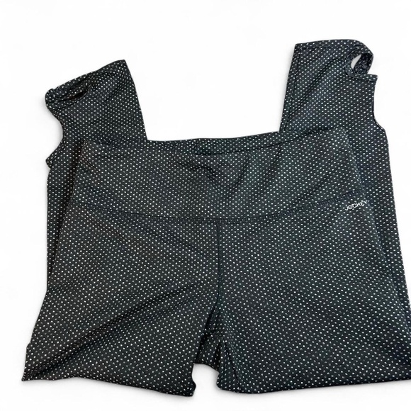 Jockey-  Capri Leggings-  M Black /Gray / Floral Cutout on leg - Picture 2 of 8